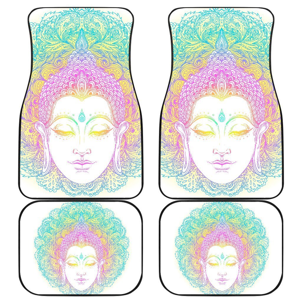 Colorful Buddha Mandala Print Front and Back Car Floor Mats