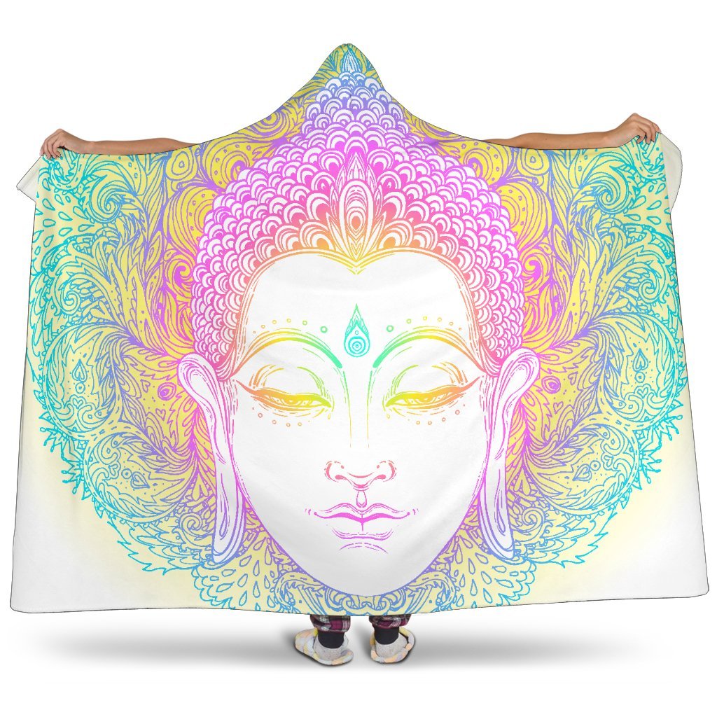 Colorful Buddha Mandala Print Hooded Blanket