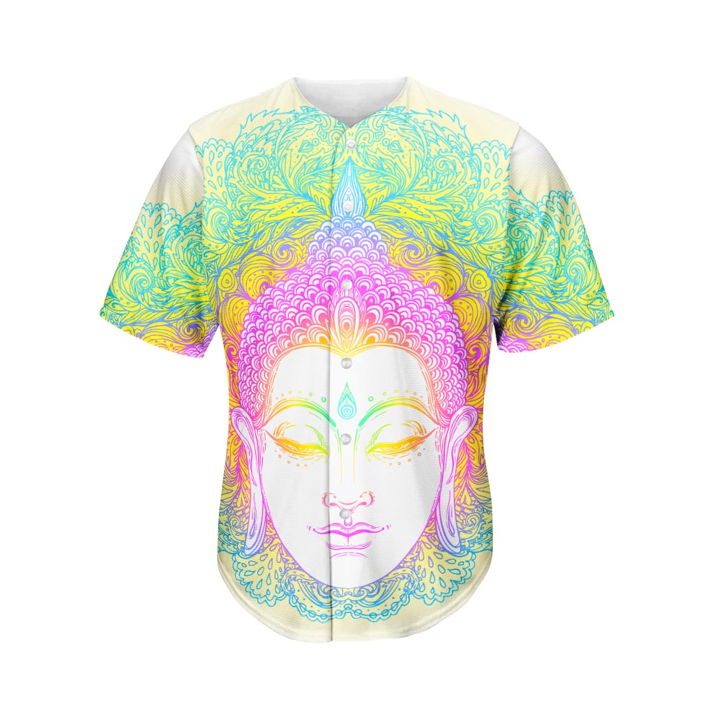 Colorful Buddha Mandala Print Men's Baseball Jersey