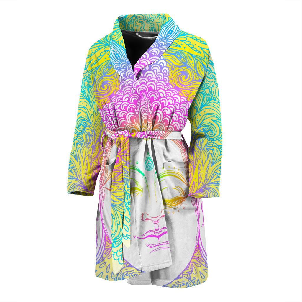 Colorful Buddha Mandala Print Men's Bathrobe