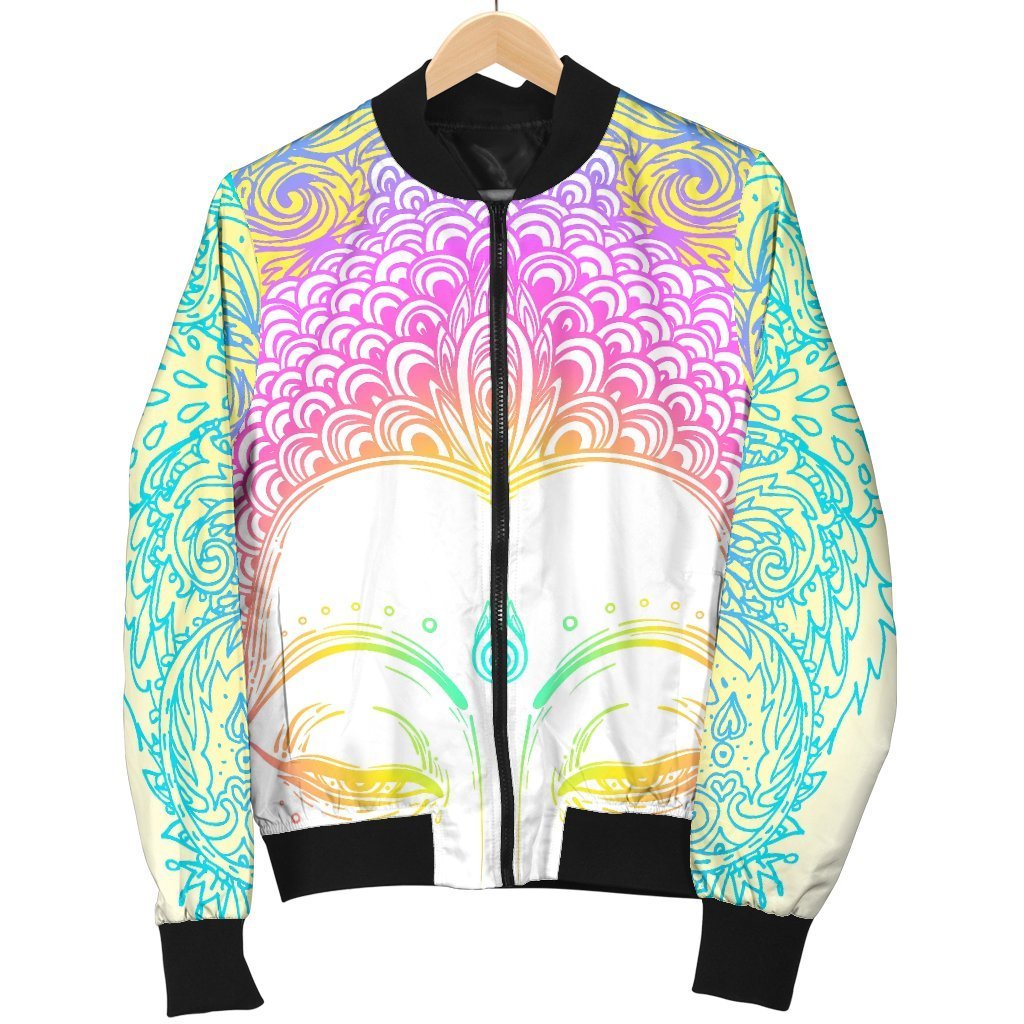 Colorful Buddha Mandala Print Men's Bomber Jacket