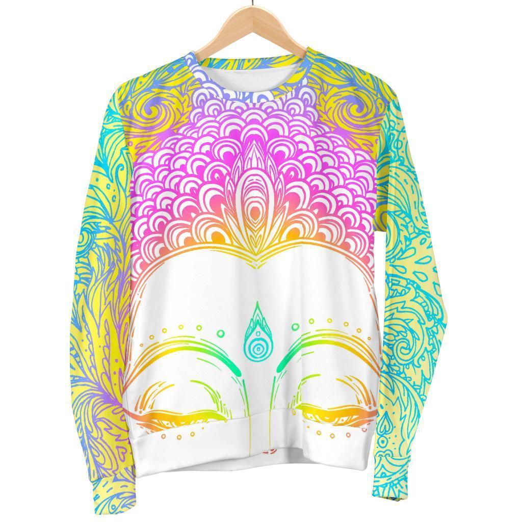 Colorful Buddha Mandala Print Men's Crewneck Sweatshirt