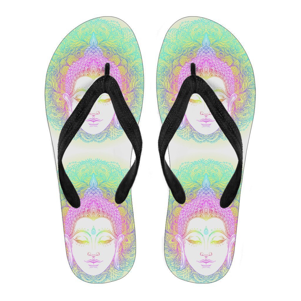 Colorful Buddha Mandala Print Men's Flip Flops