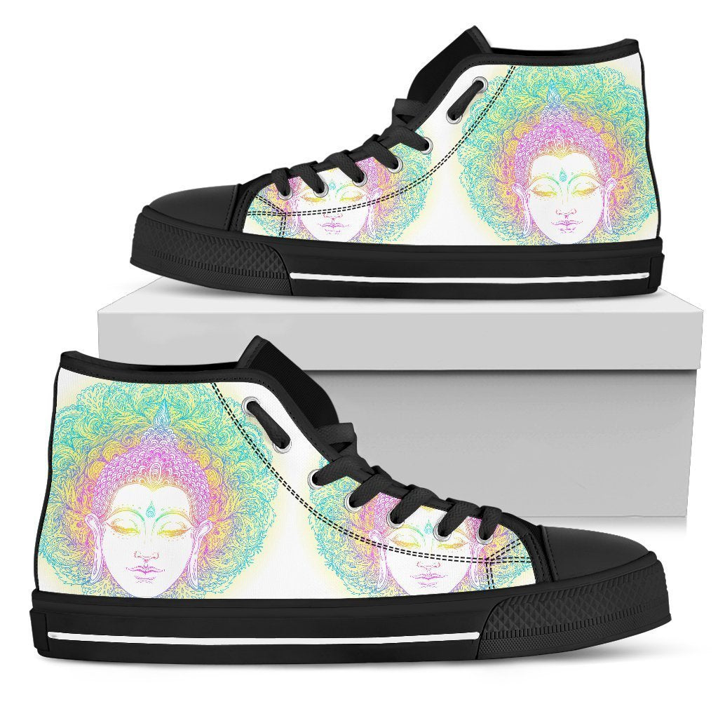 Colorful Buddha Mandala Print Men's High Top Shoes