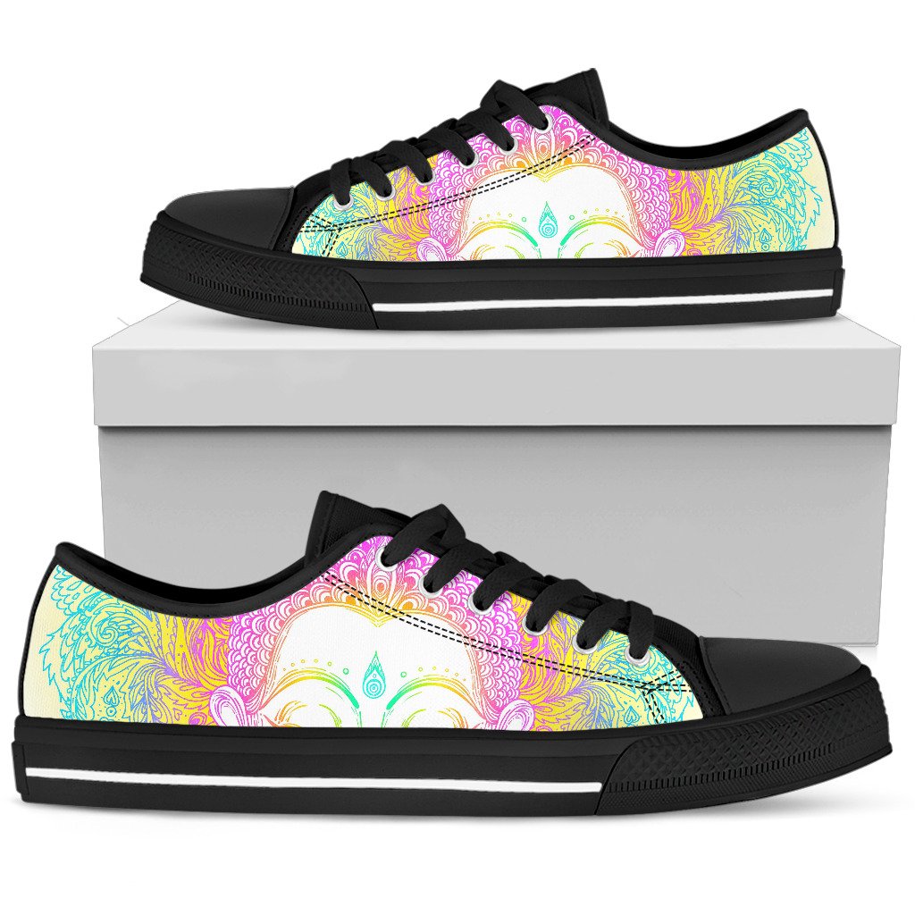 Colorful Buddha Mandala Print Men's Low Top Shoes