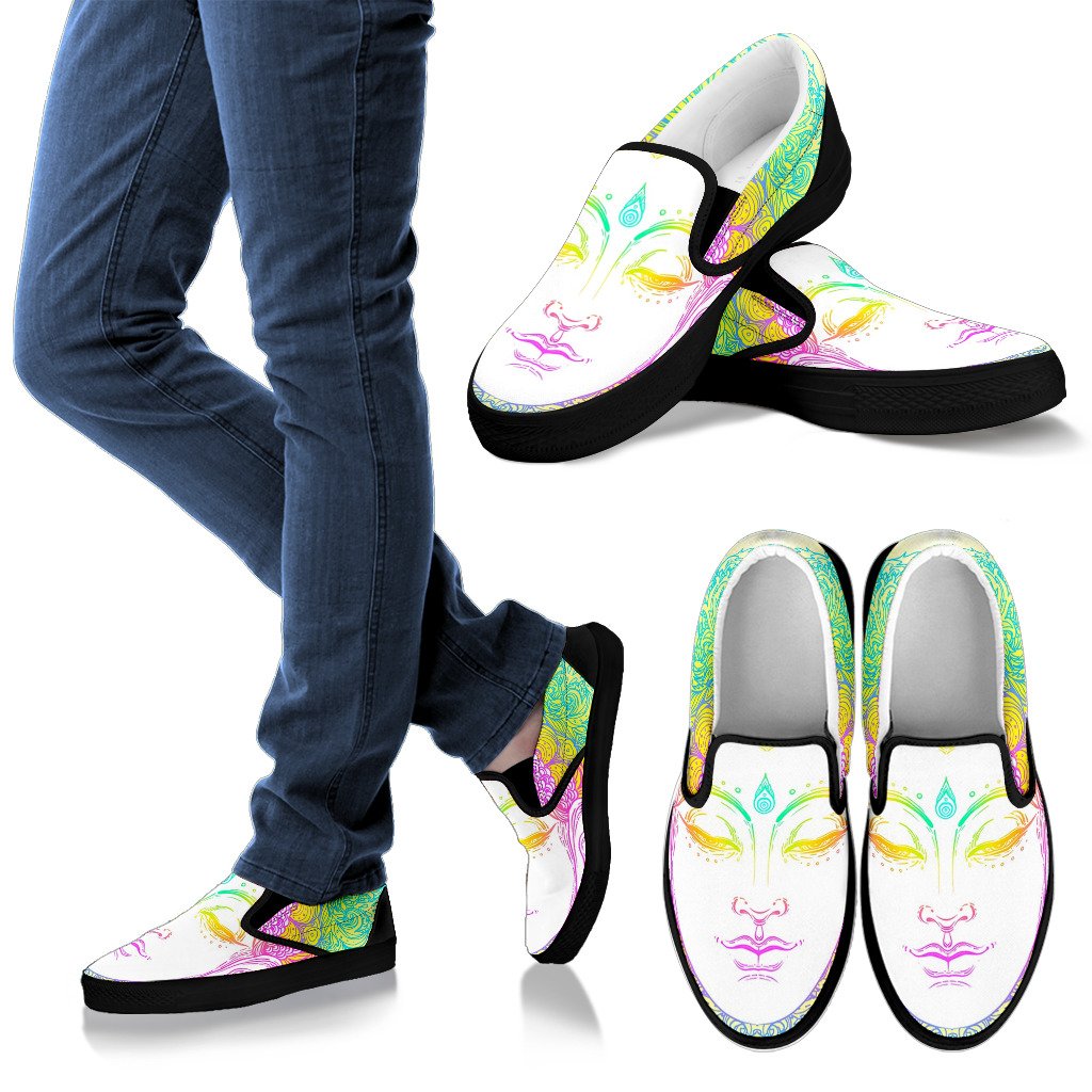 Colorful Buddha Mandala Print Men's Slip On Shoes