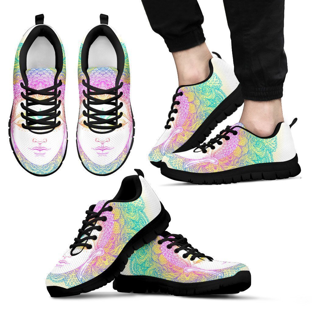 Colorful Buddha Mandala Print Men's Sneakers