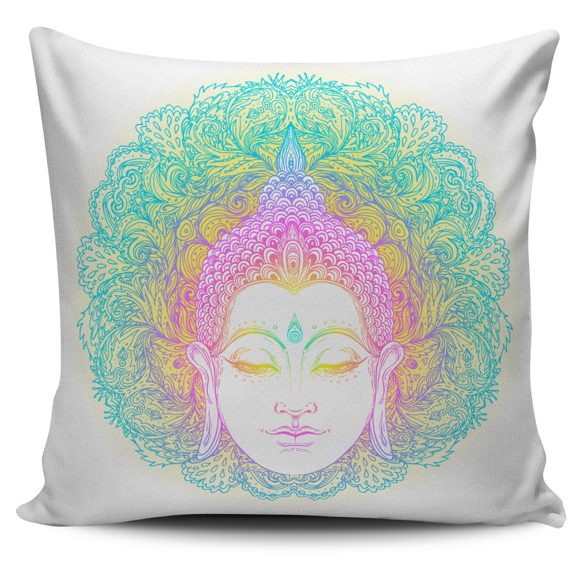 Colorful Buddha Mandala Print Pillow Cover