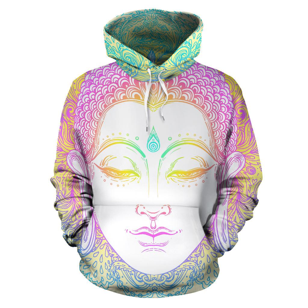 Colorful Buddha Mandala Print Pullover Hoodie