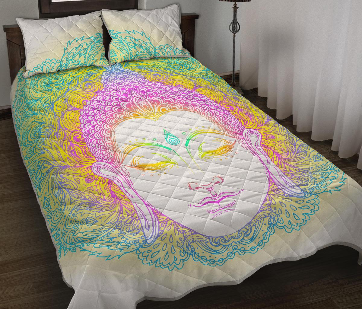 Colorful Buddha Mandala Print Quilt Bed Set