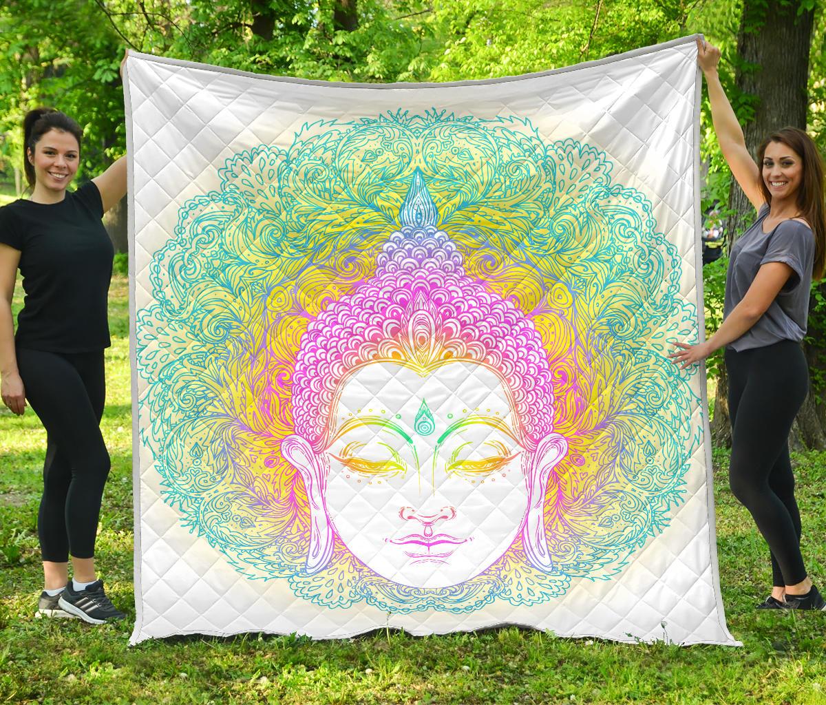 Colorful Buddha Mandala Print Quilt