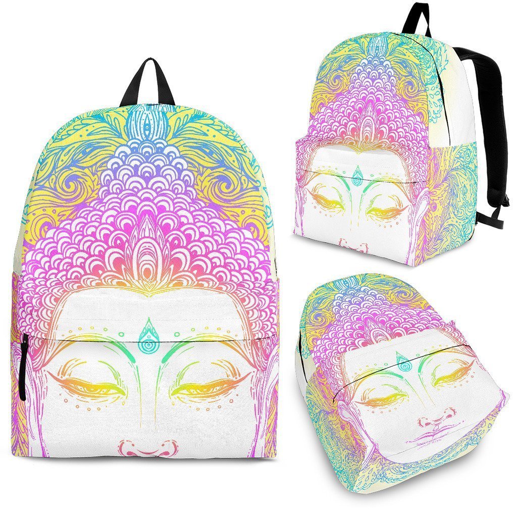 Colorful Buddha Mandala Print School Backpack