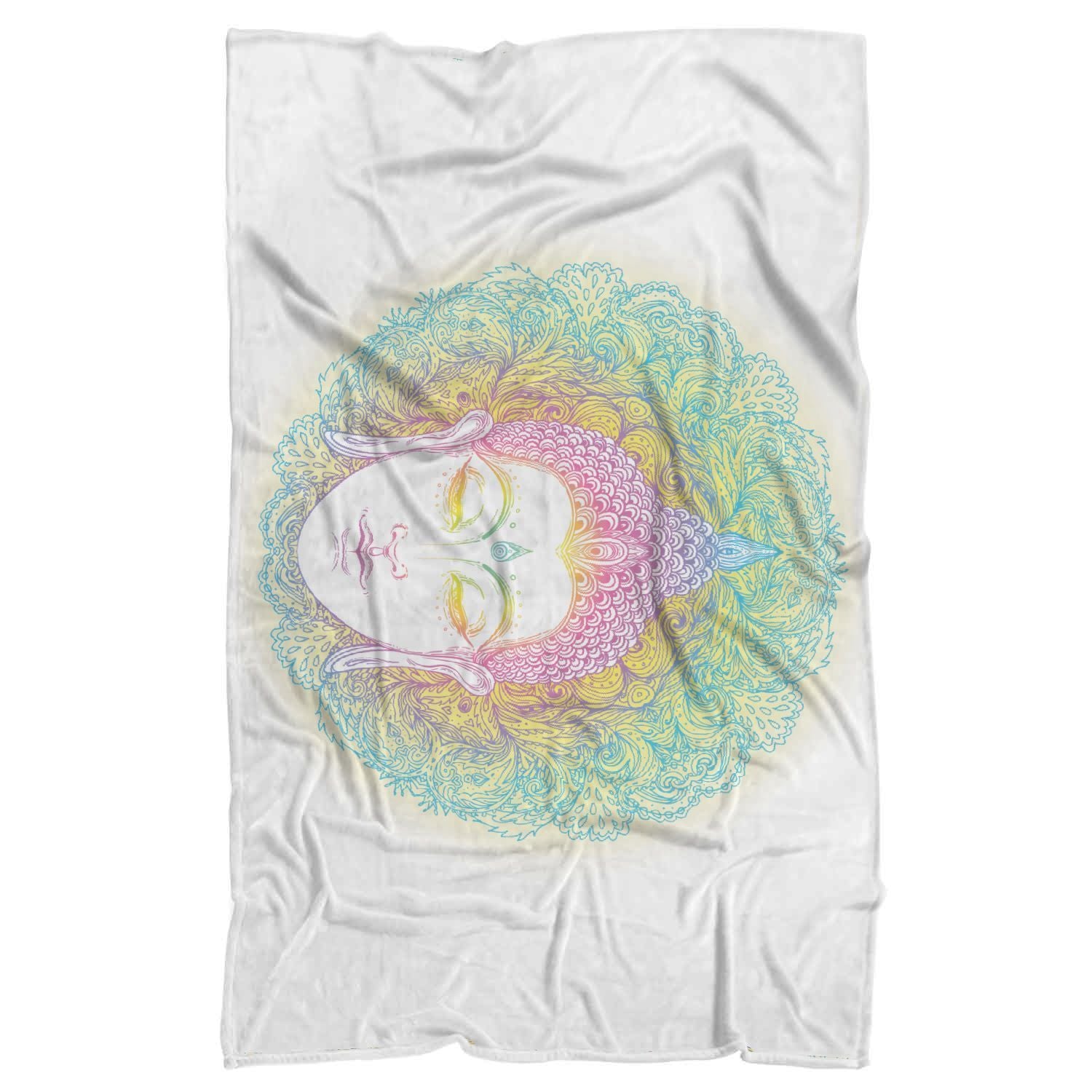 Colorful Buddha Mandala Print Sherpa Blanket