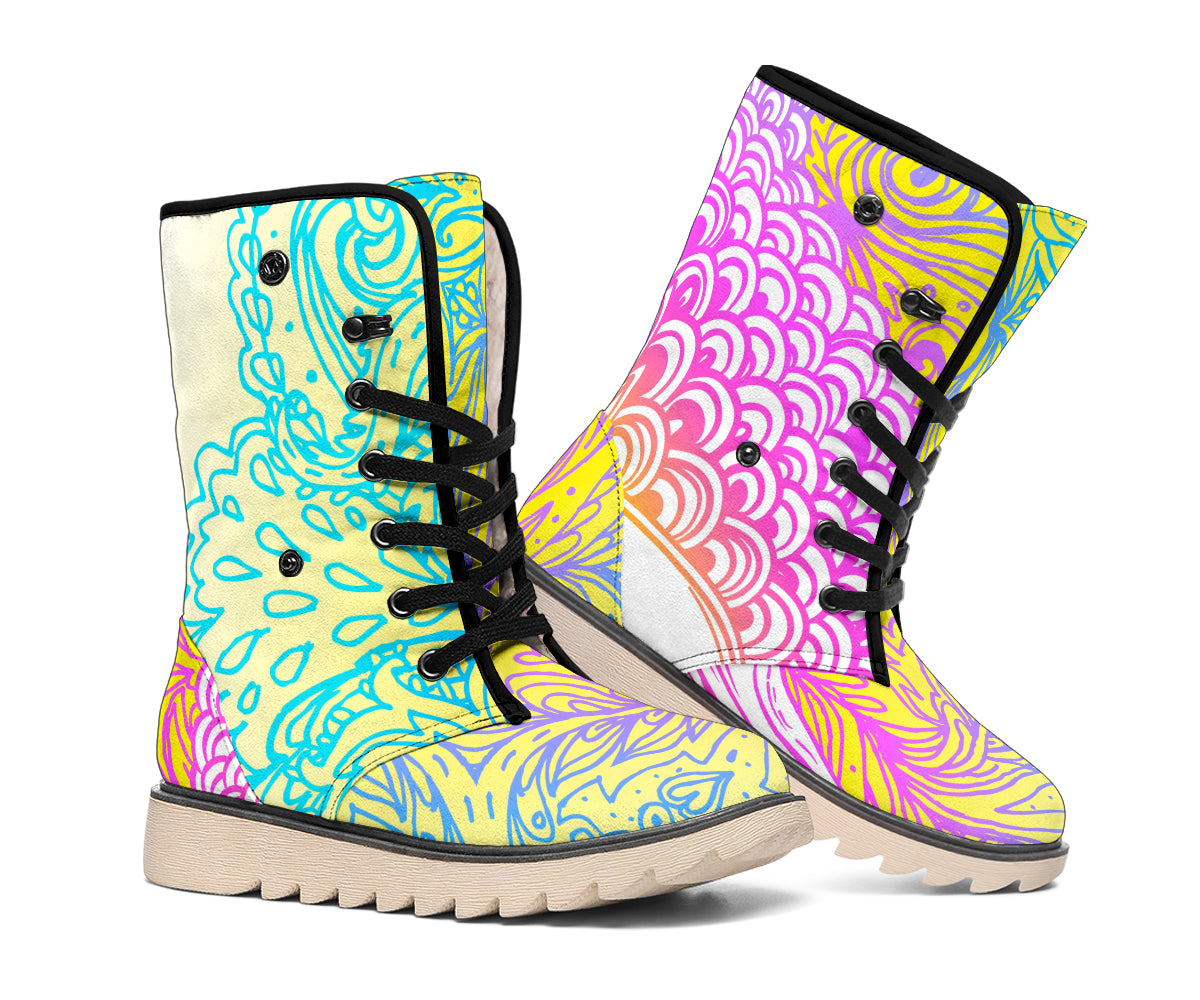 Colorful Buddha Mandala Print Winter Boots