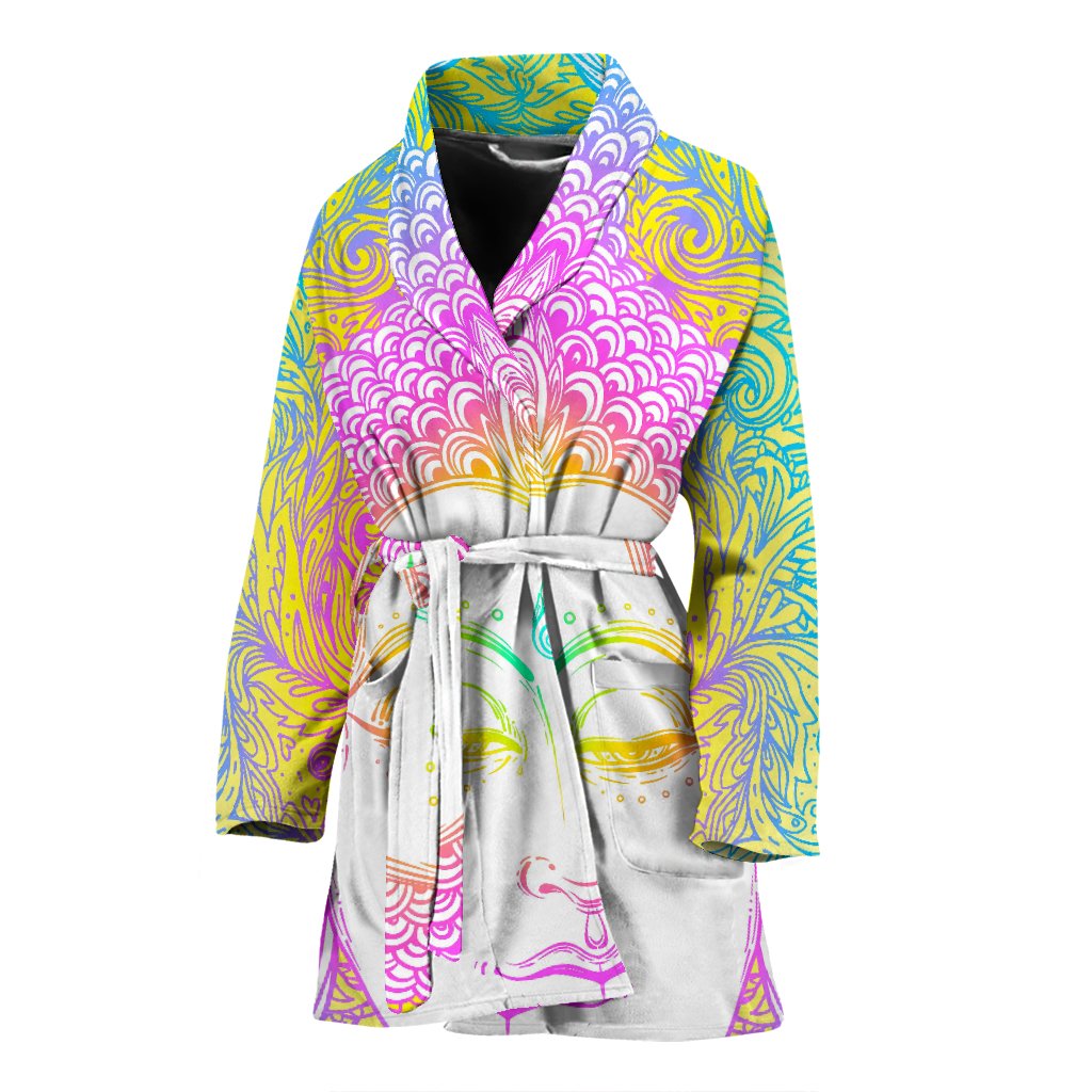 Colorful Buddha Mandala Print Women's Bathrobe