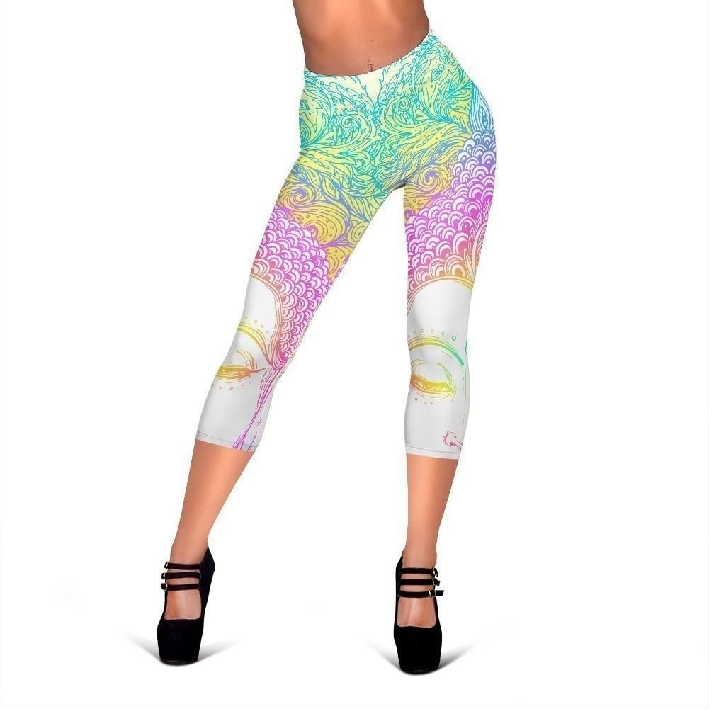 Colorful Buddha Mandala Print Women's Capri Leggings