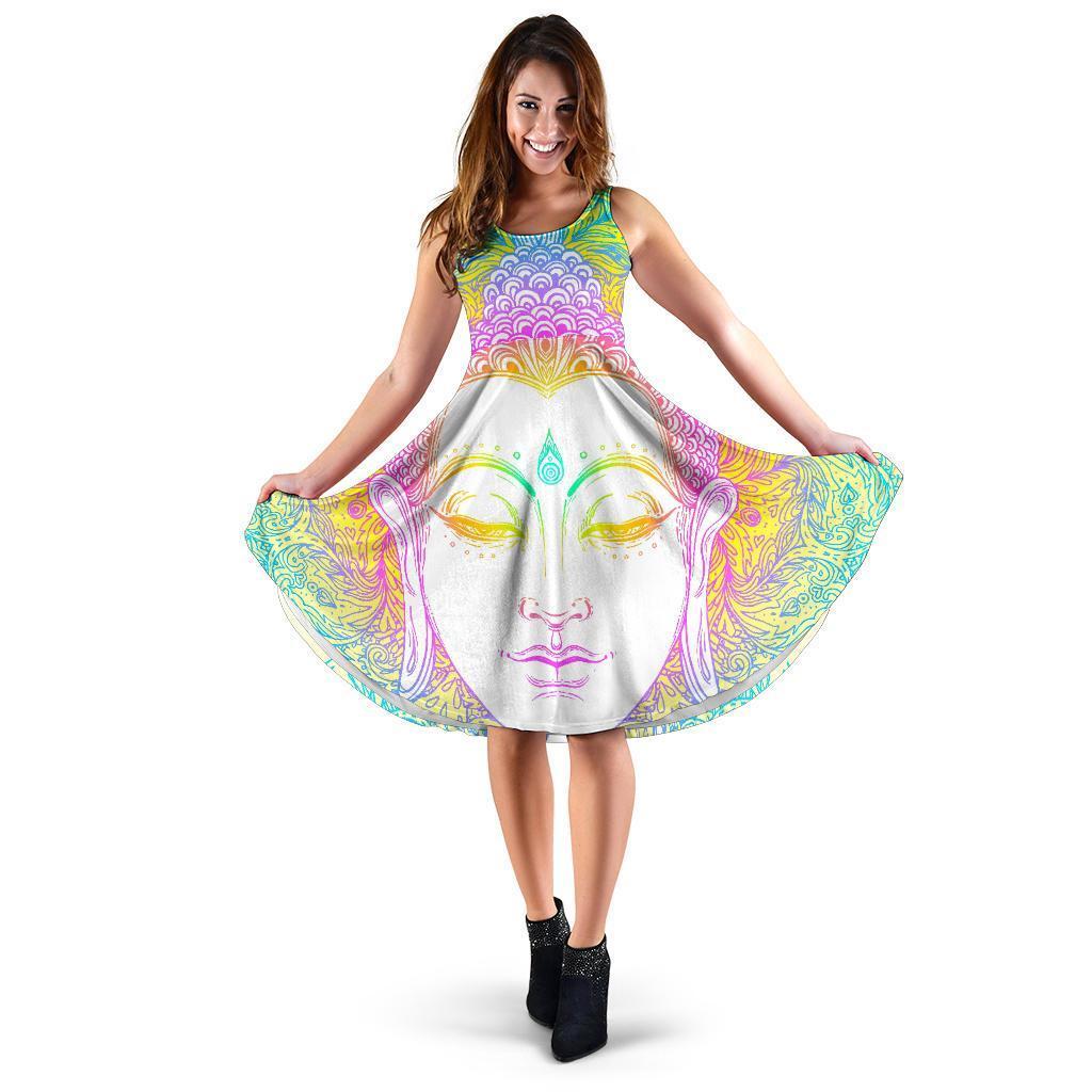 Colorful Buddha Mandala Print Women's Dress