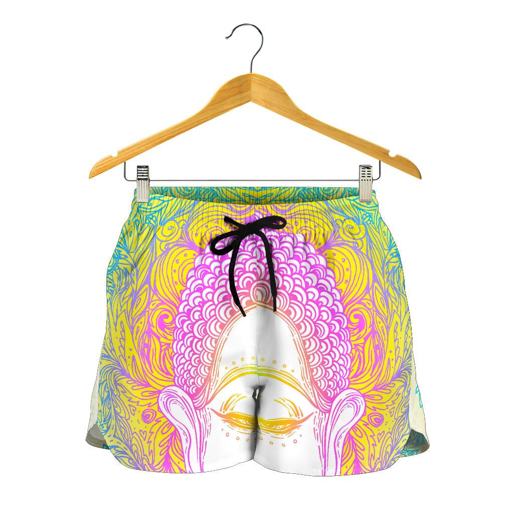 Colorful Buddha Mandala Print Women's Shorts