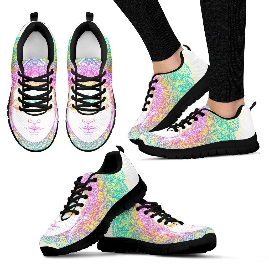 Colorful Buddha Mandala Print Women's Sneakers