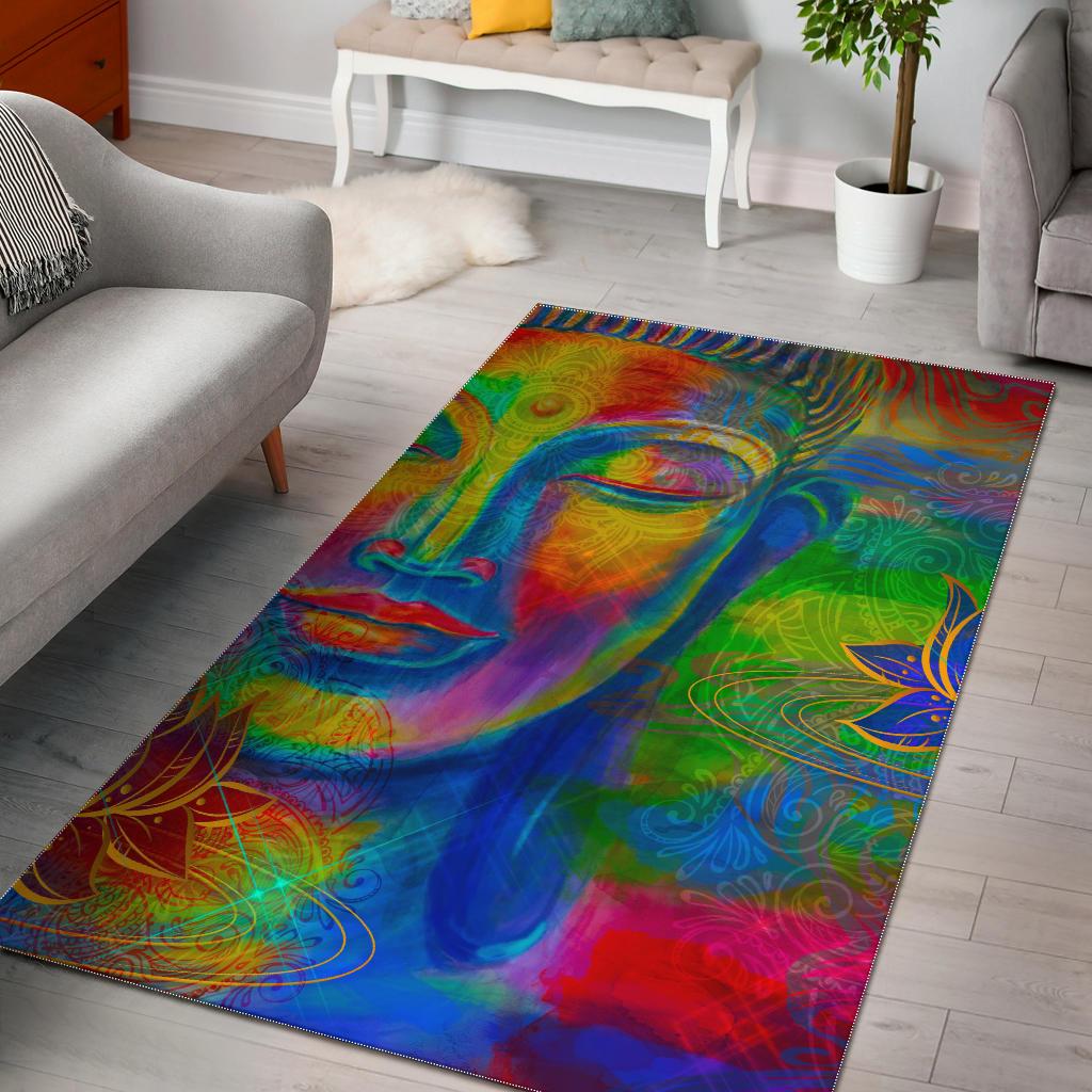 Colorful Buddha Print Area Rug