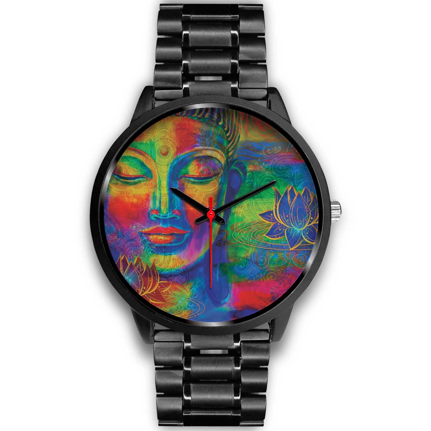 Colorful Buddha Print Black Watch