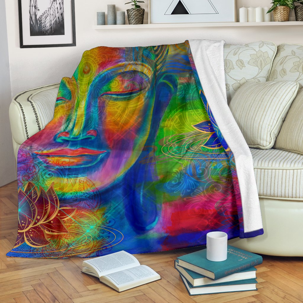 Colorful Buddha Print Blanket