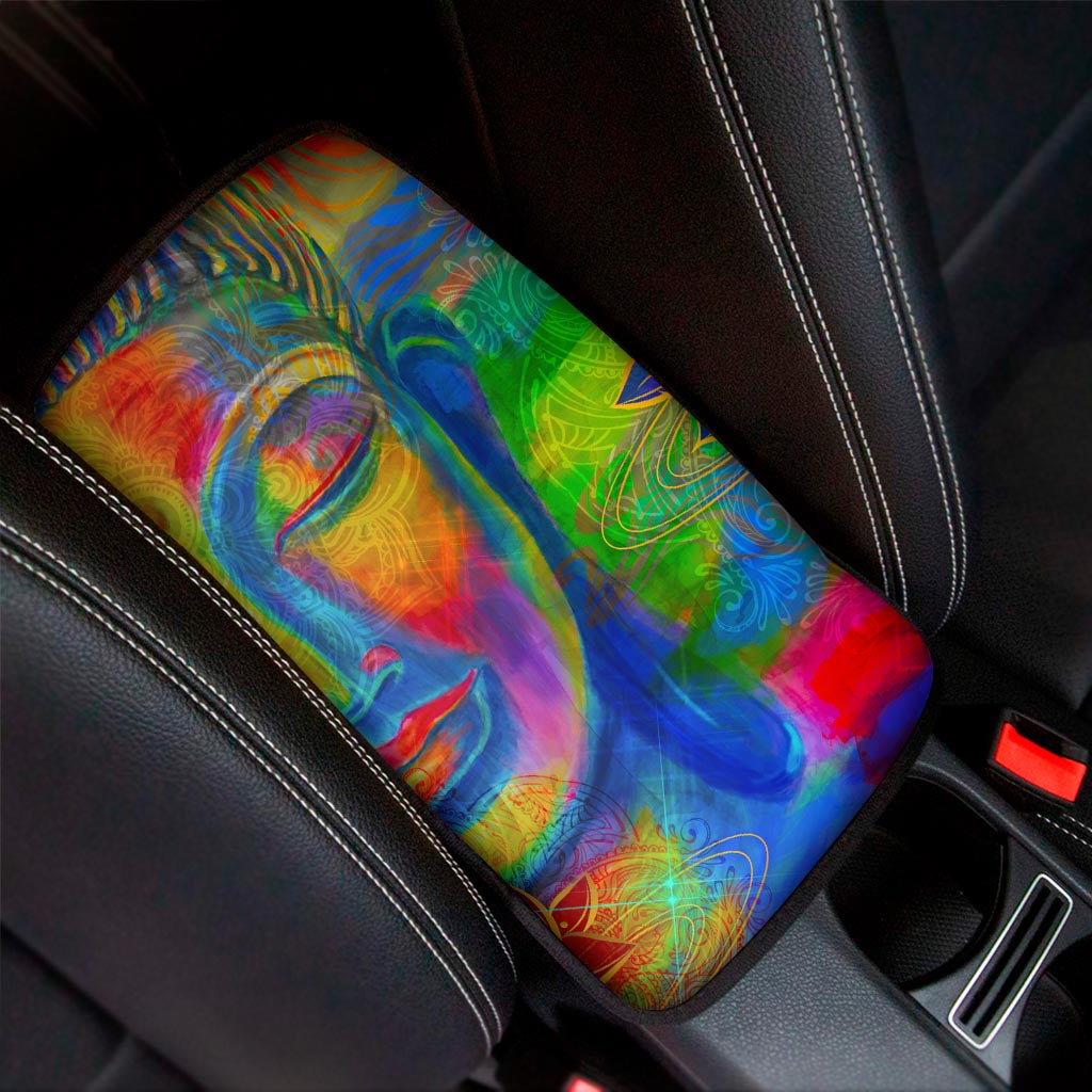 Colorful Buddha Print Car Center Console Cover