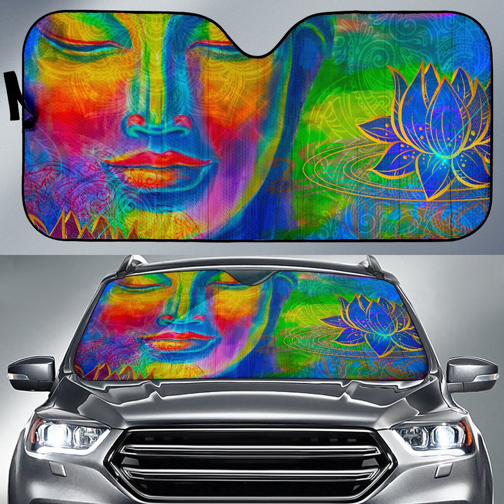 Colorful Buddha Print Car Sun Shade