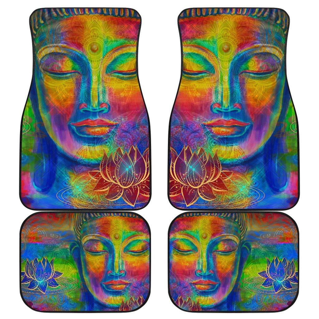 Colorful Buddha Print Front and Back Car Floor Mats