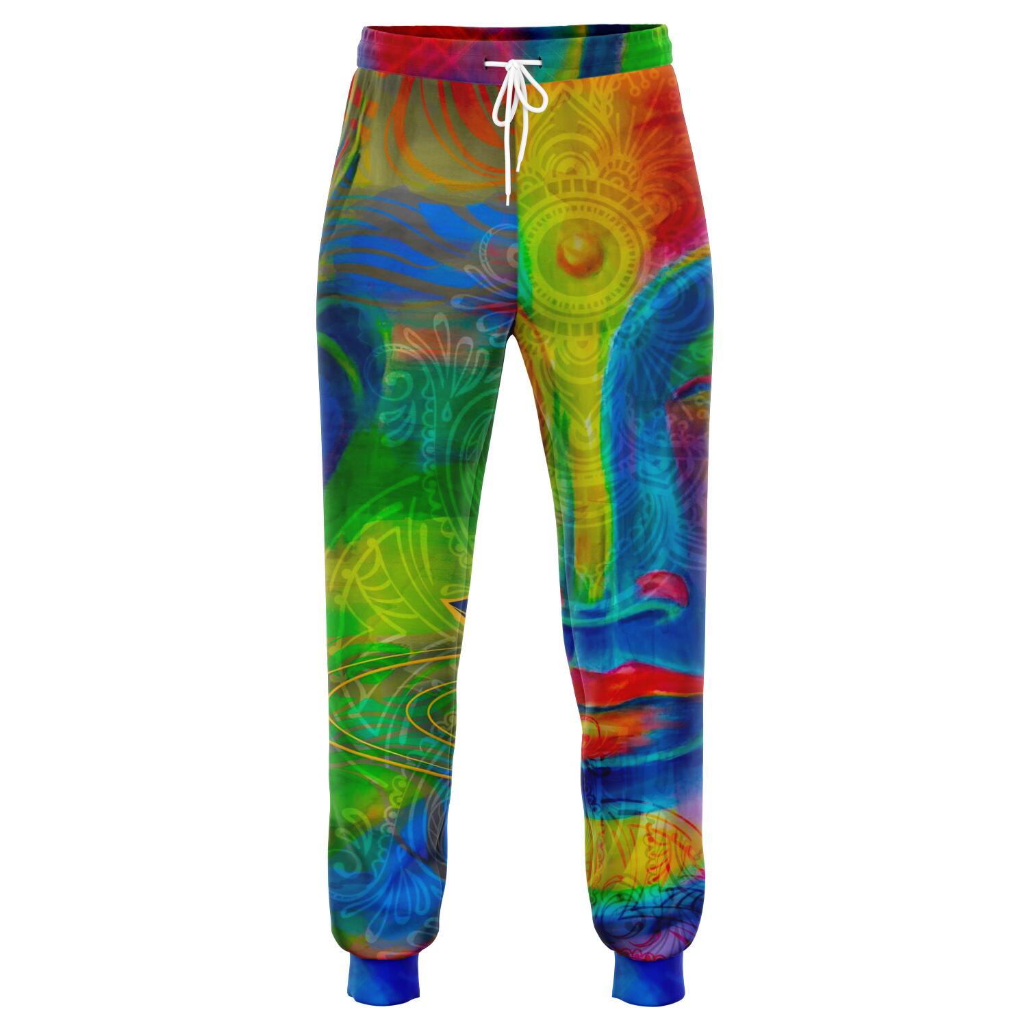 Colorful Buddha Print Jogger Pants