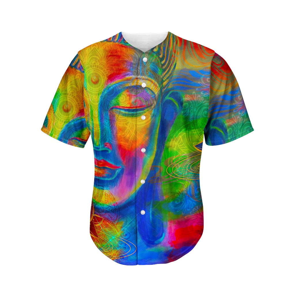 Colorful Buddha Print Men's Baseball Jersey