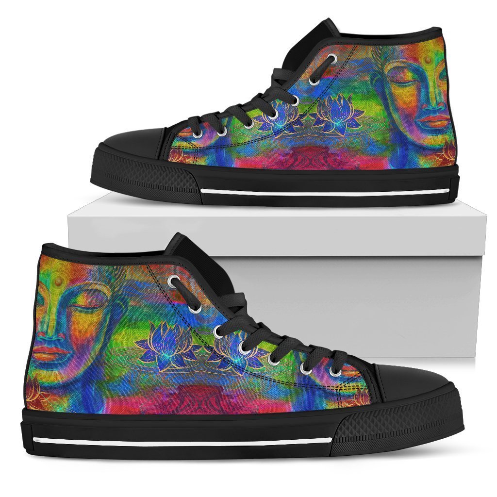 Colorful Buddha Print Men's High Top Shoes