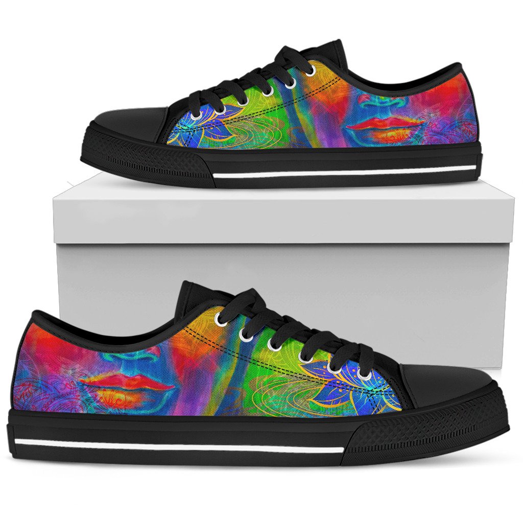 Colorful Buddha Print Men's Low Top Shoes