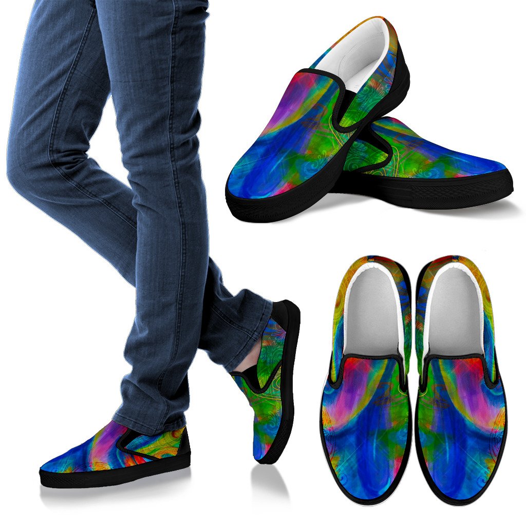 Colorful Buddha Print Men's Slip On Shoes