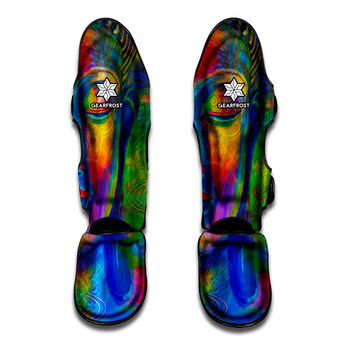 Colorful Buddha Print Muay Thai Shin Guards