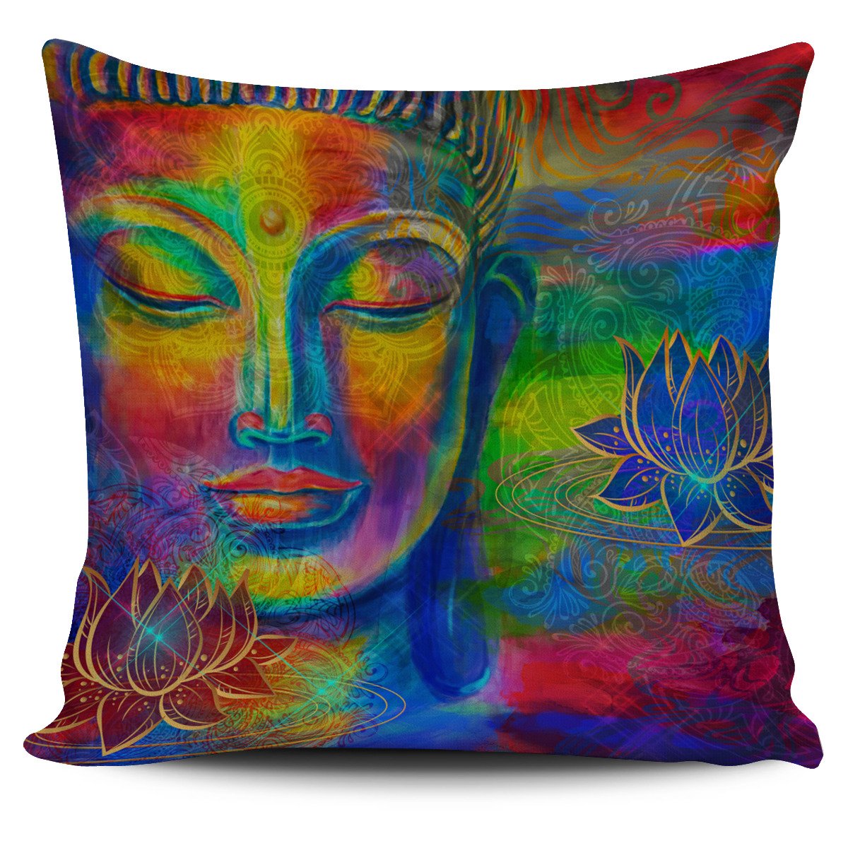 Colorful Buddha Print Pillow Cover