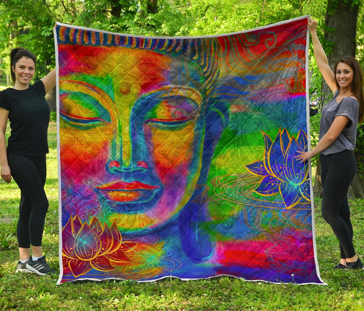 Colorful Buddha Print Quilt