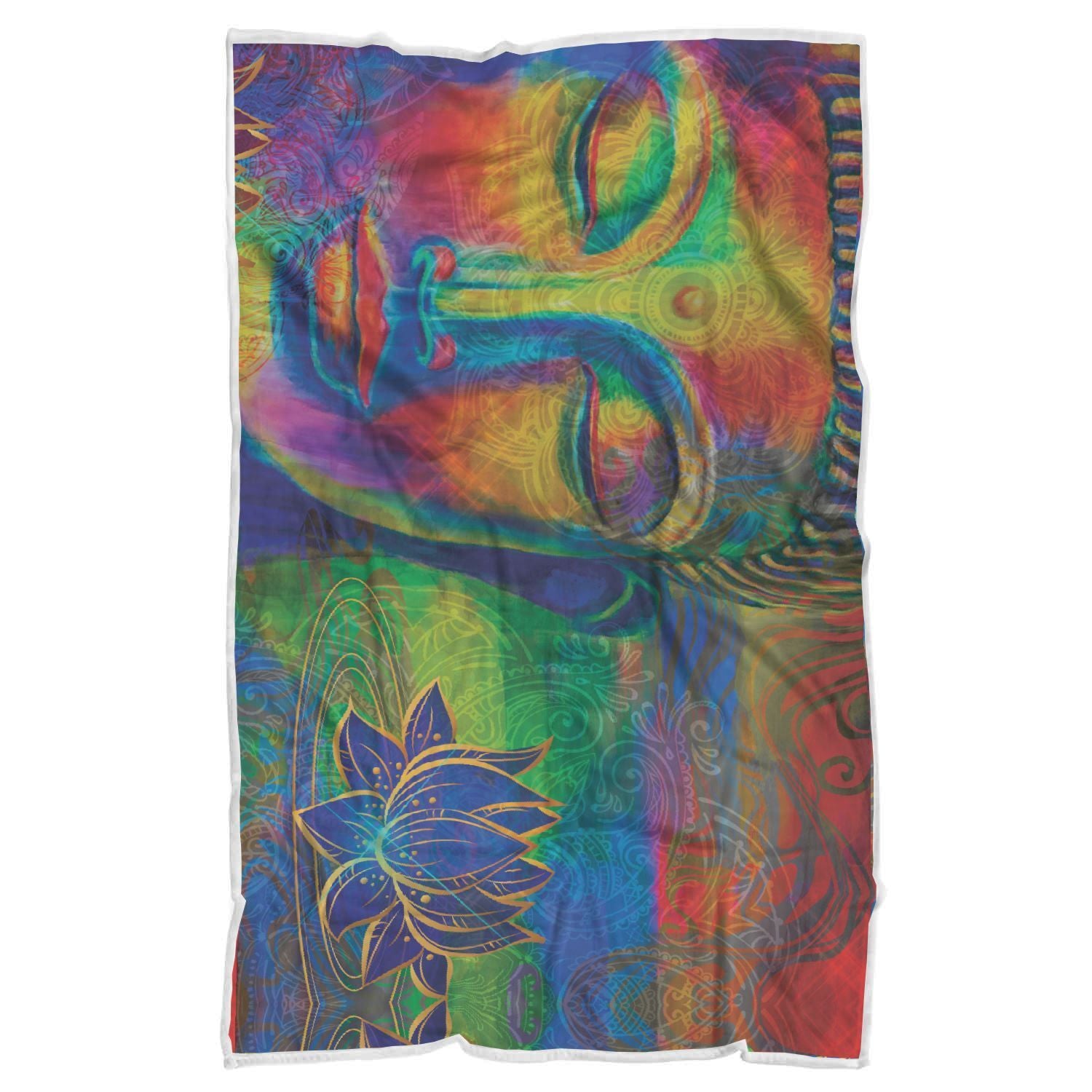 Colorful Buddha Print Sherpa Blanket