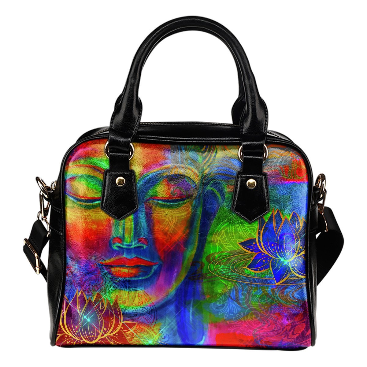 Colorful Buddha Print Shoulder Handbag