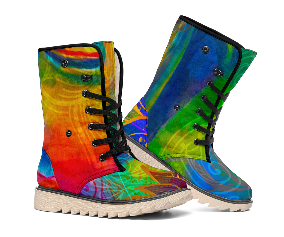 Colorful Buddha Print Winter Boots