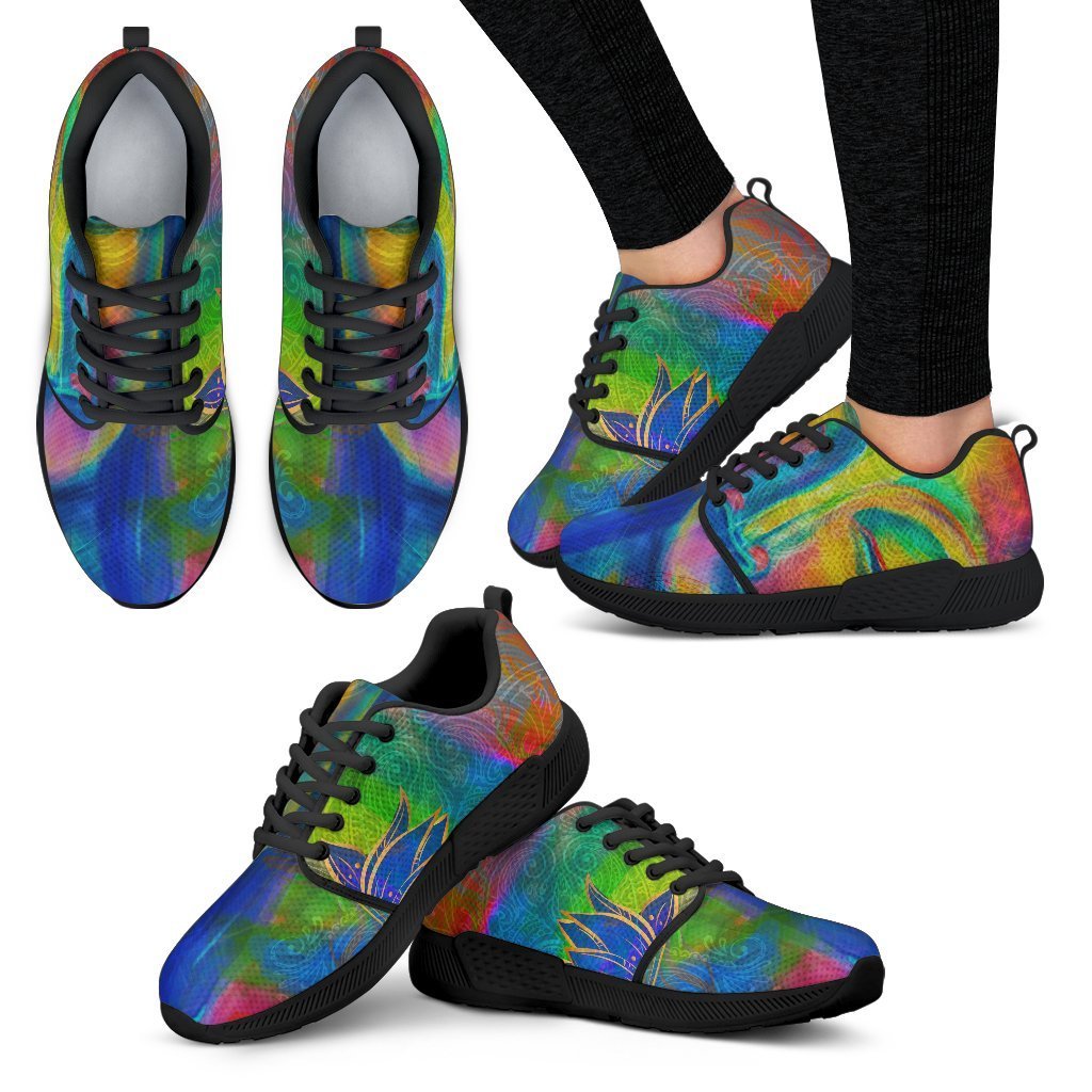 Colorful Buddha Print Women's Athletic Shoes