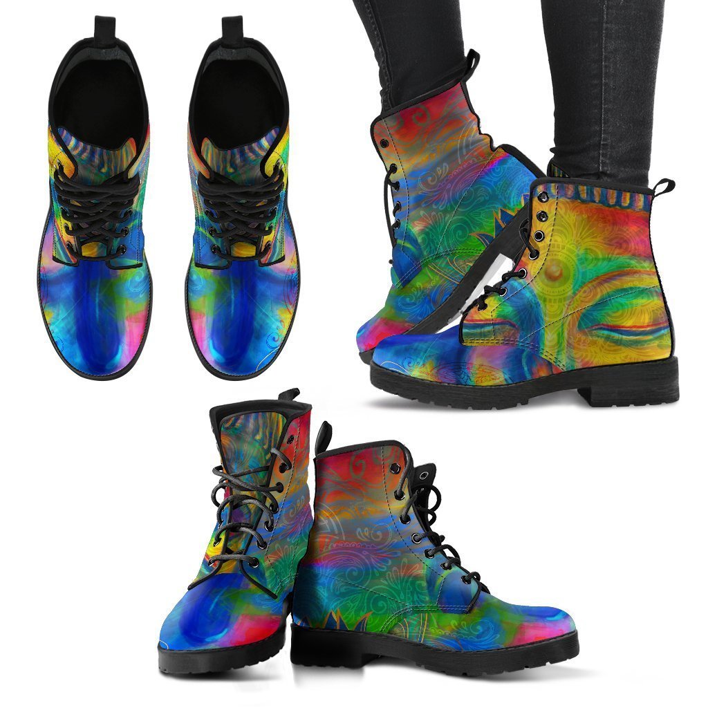 Colorful Buddha Print Women's Boots