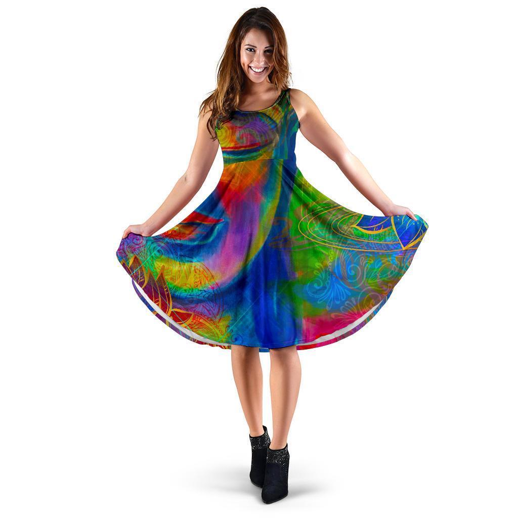 Colorful Buddha Print Women's Dress