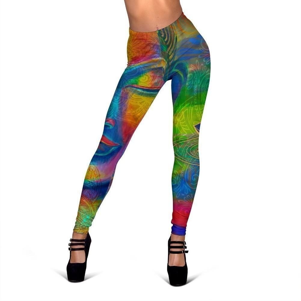 Colorful Buddha Print Women's Leggings