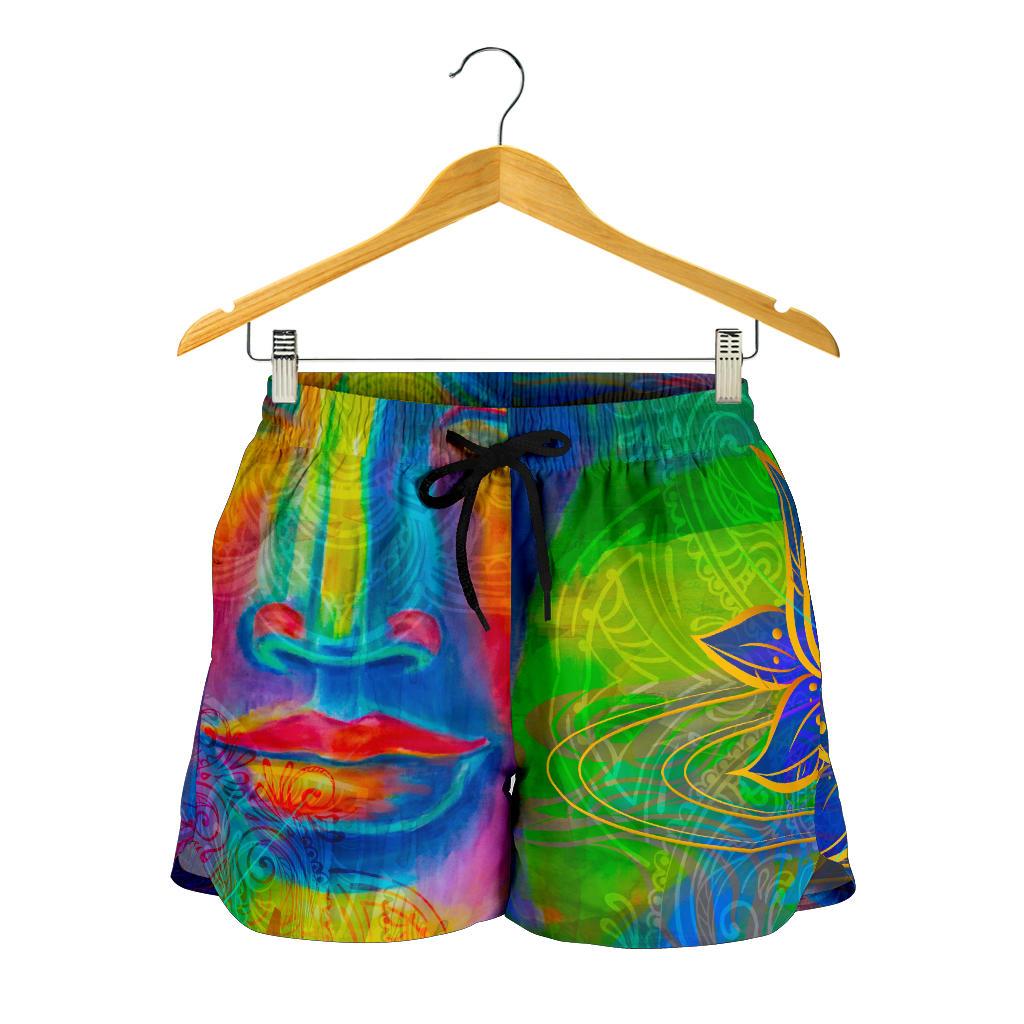 Colorful Buddha Print Women's Shorts