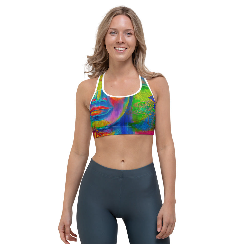 Colorful Buddha Print Women's Sports Bra