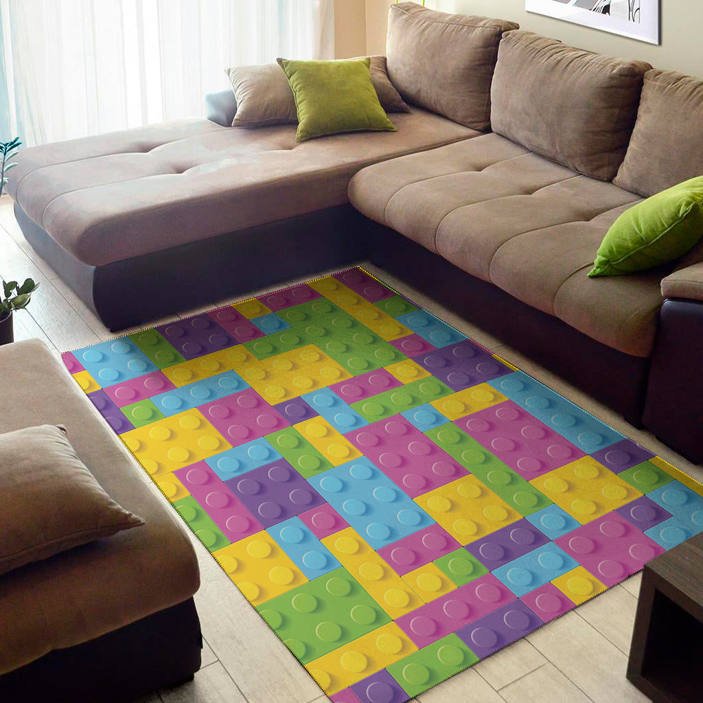 Colorful Building Blocks Pattern Print Area Rug