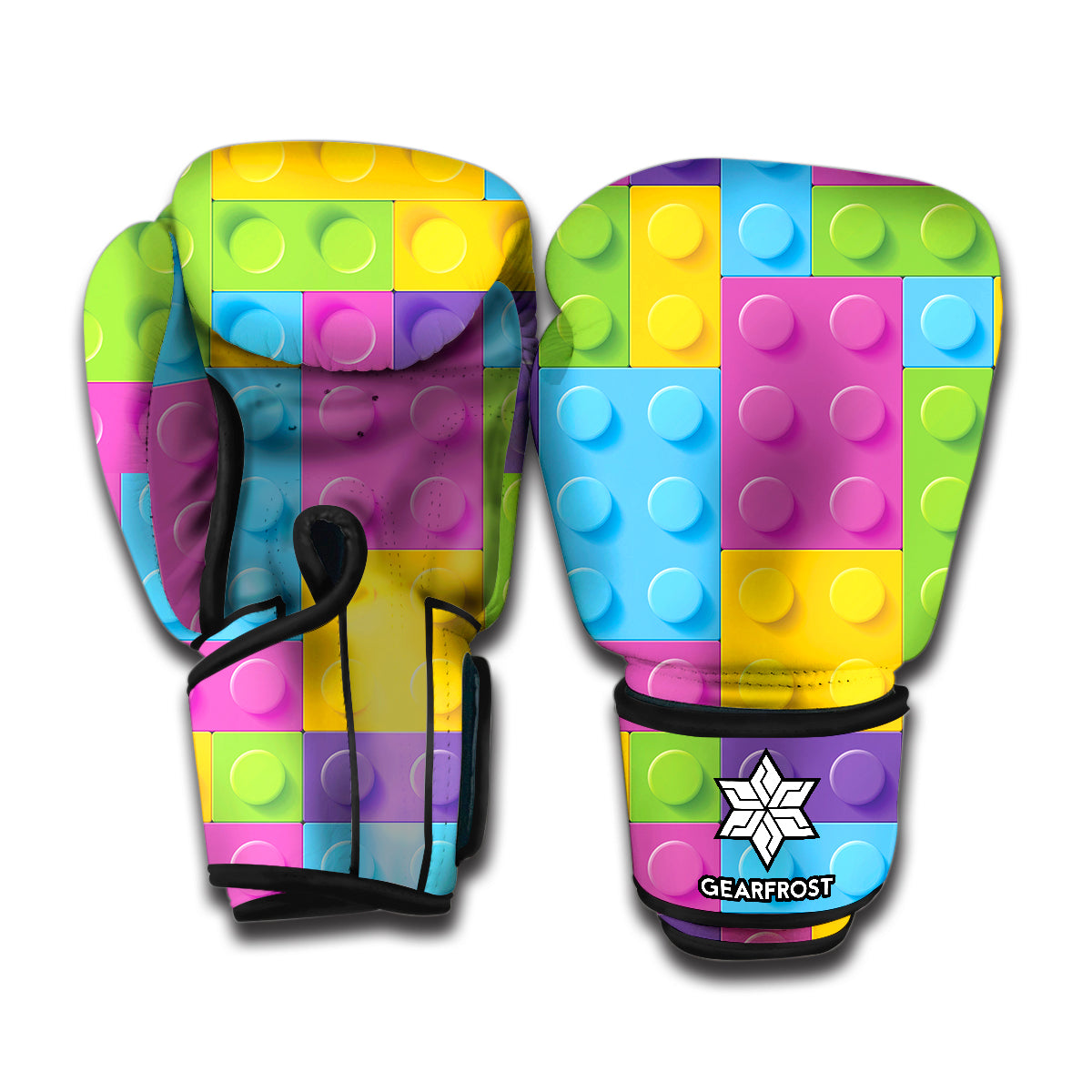 Colorful Building Blocks Pattern Print Boxing Gloves