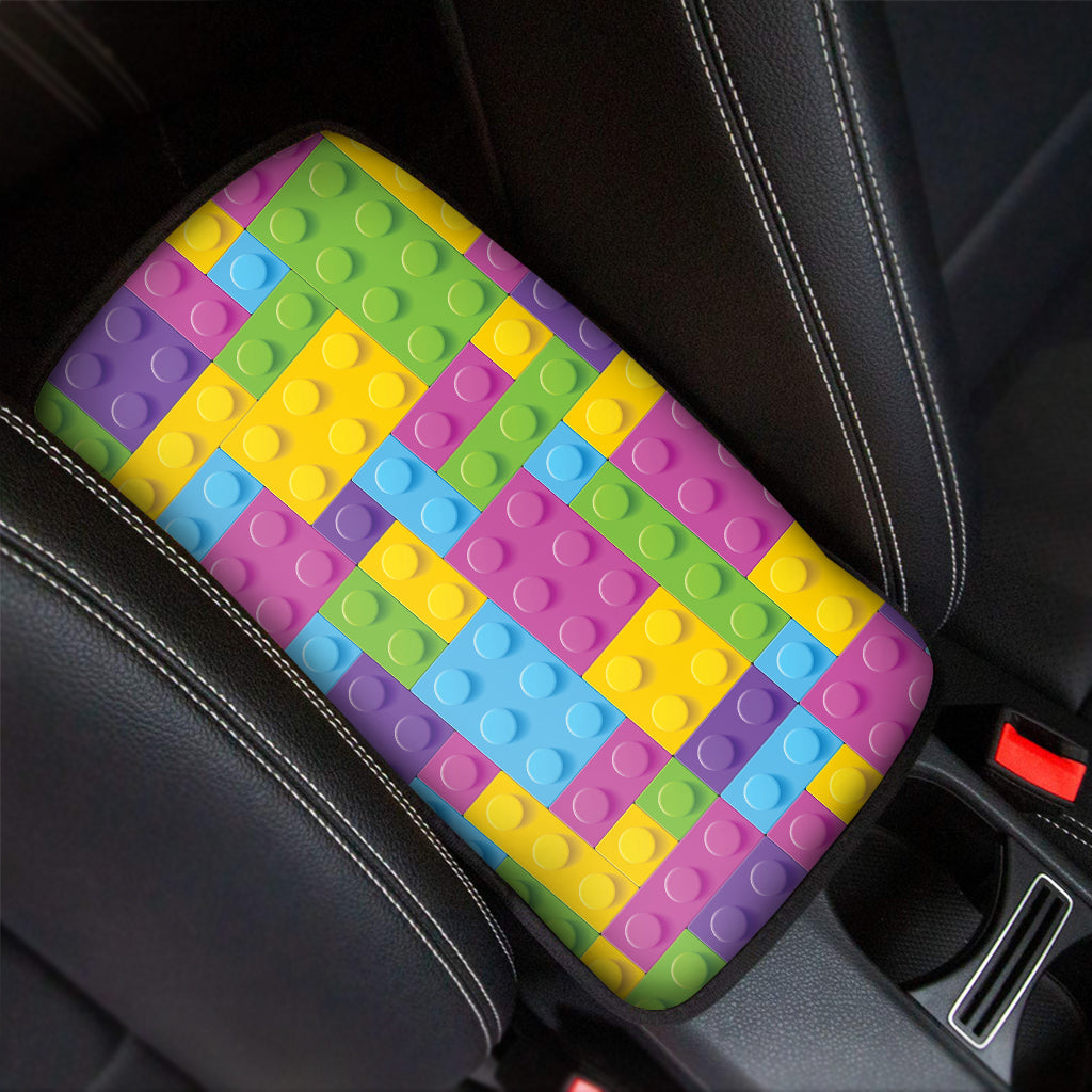 Colorful Building Blocks Pattern Print Car Center Console Cover