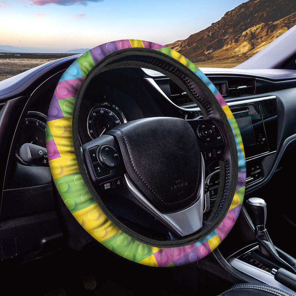 Colorful Building Blocks Pattern Print Car Steering Wheel Cover